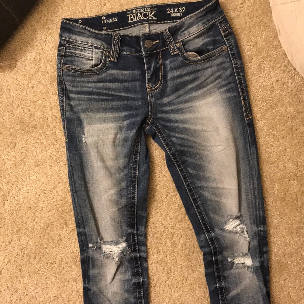 Buckle Black skinny distress jeans